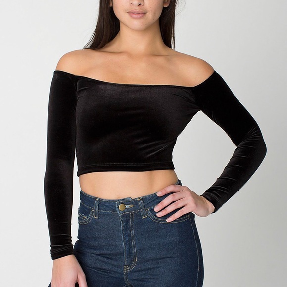 American Apparel Tops - American Apparel off the shoulder velvet top